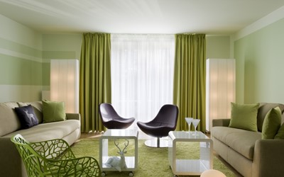 Suite 423 - Frühlingsblühen - mit großem Schlaf- und Wohnbereich, offenem Bad und Terrasse. Designed by Imme Vogel, Brust & Partner - Fotograf: Petra Stüning